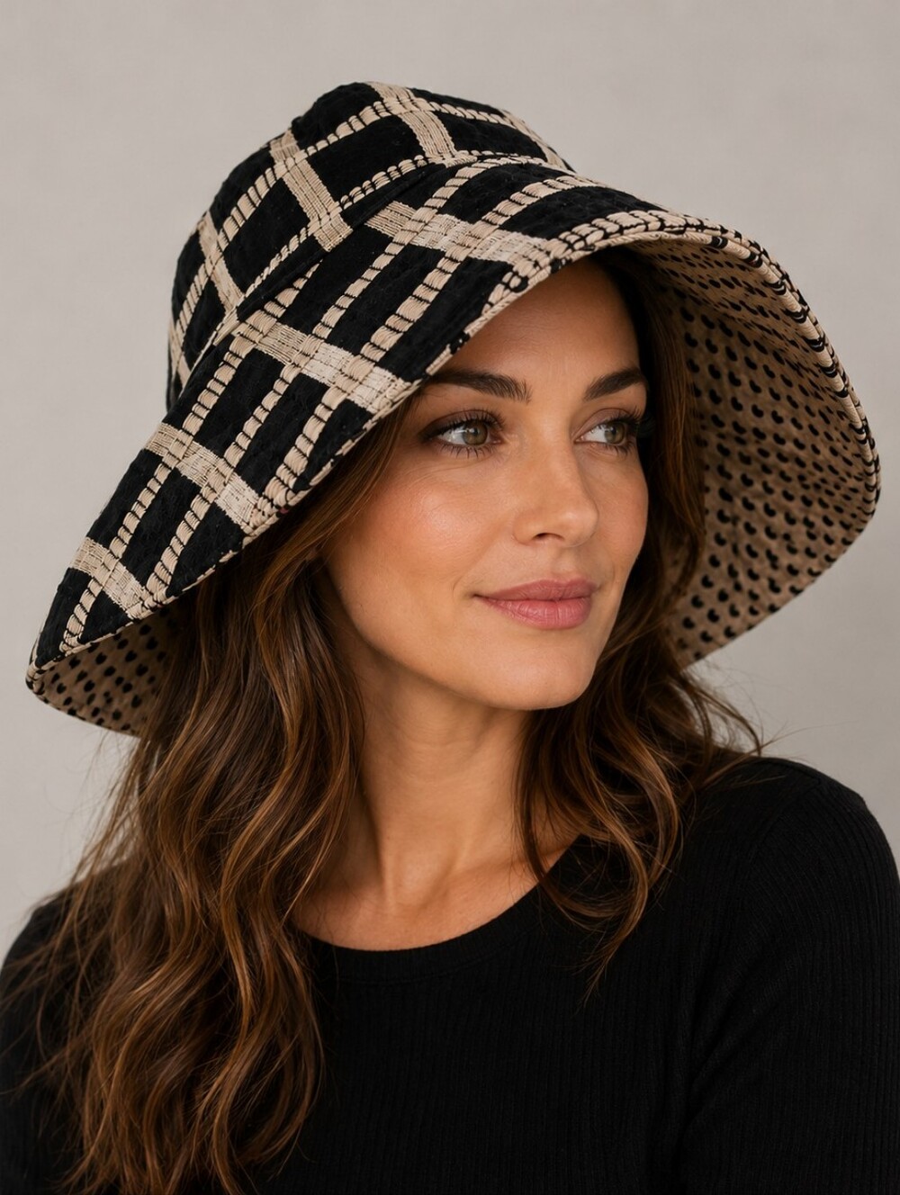 COJOLYA ASSOCIATION Plaid Woven Guatemalan Maya Umbrella Bucket Hat